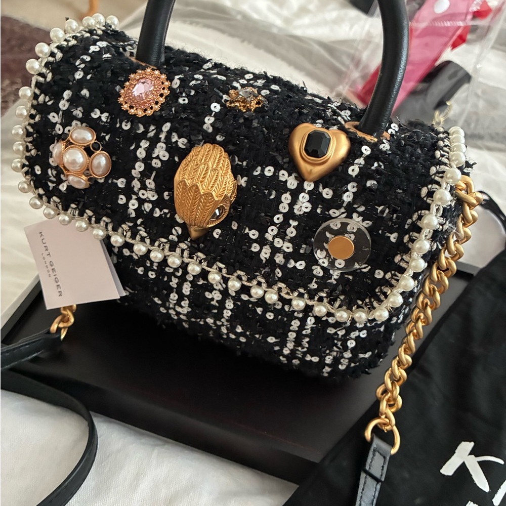 Kurt Geiger Black and Gold Embellished Mini Bag, new w tag